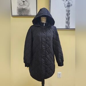DKNY women's diamond quilted hooded puffer coat/jacket